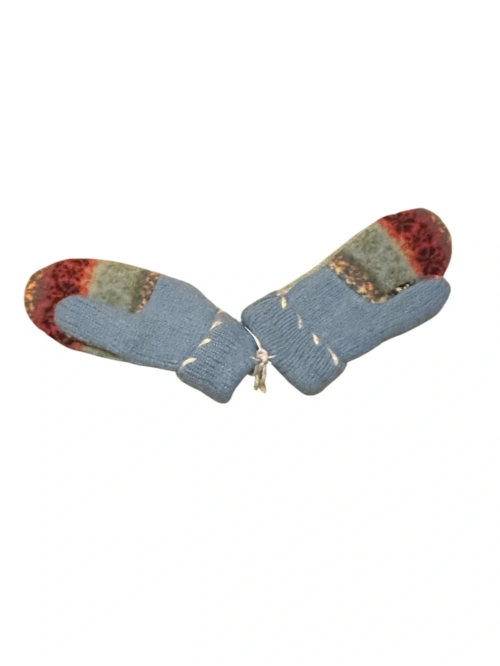 NWT Handmade Upcycled Denim Mittens Blue Fleece Lined Grip Palm Winter Gloves